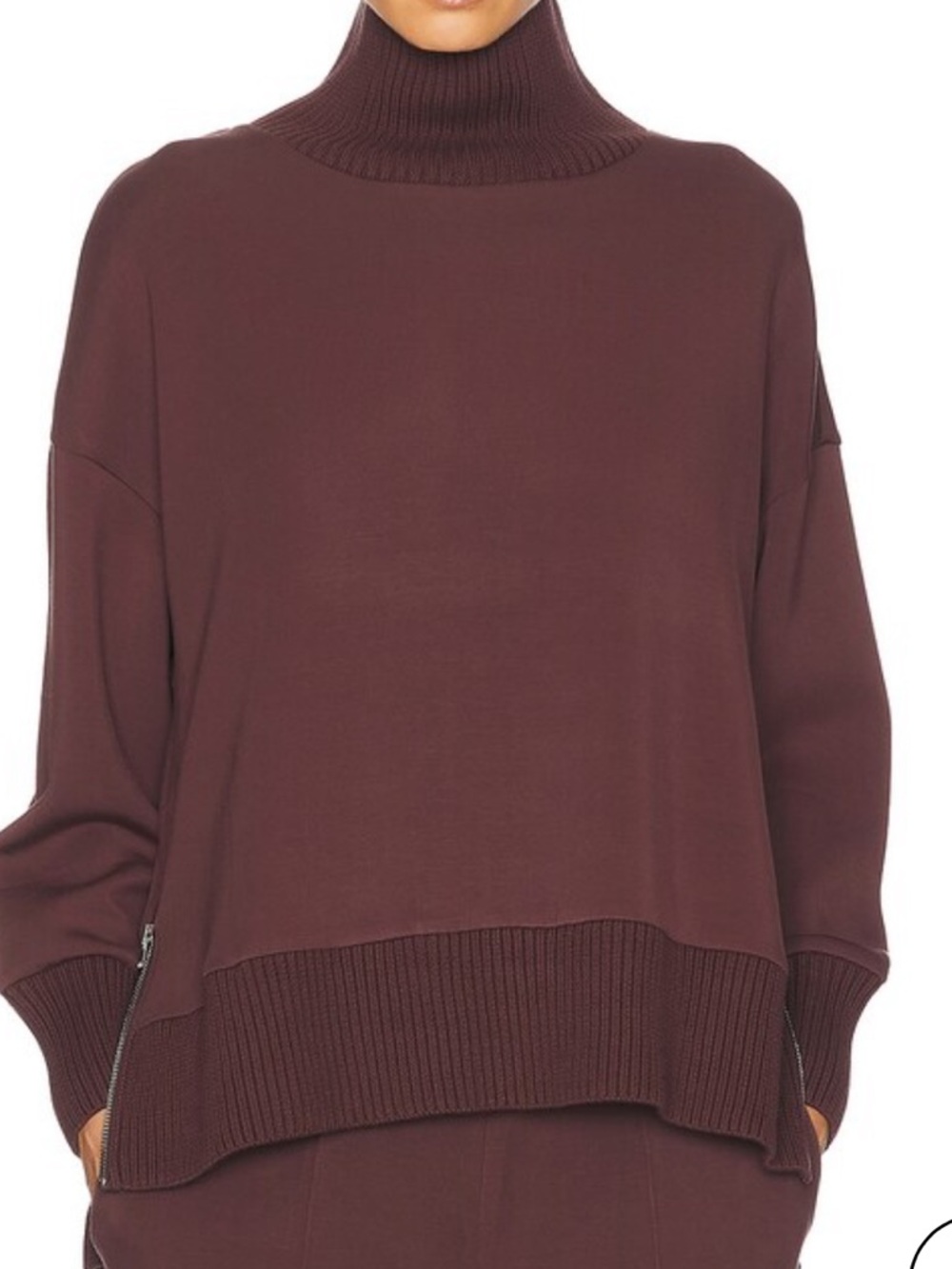 Varley Barker deep mahogany high neck sweatshirt